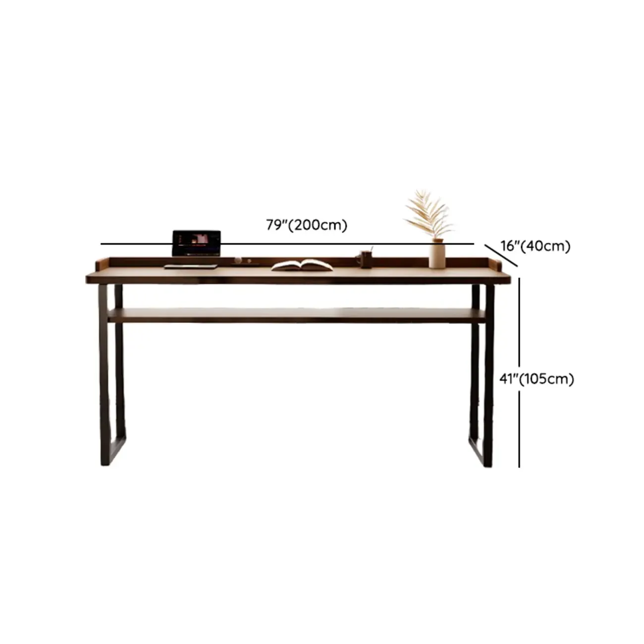 Sleek Brown Pine Shelf Storage Bar Tables Image - 13