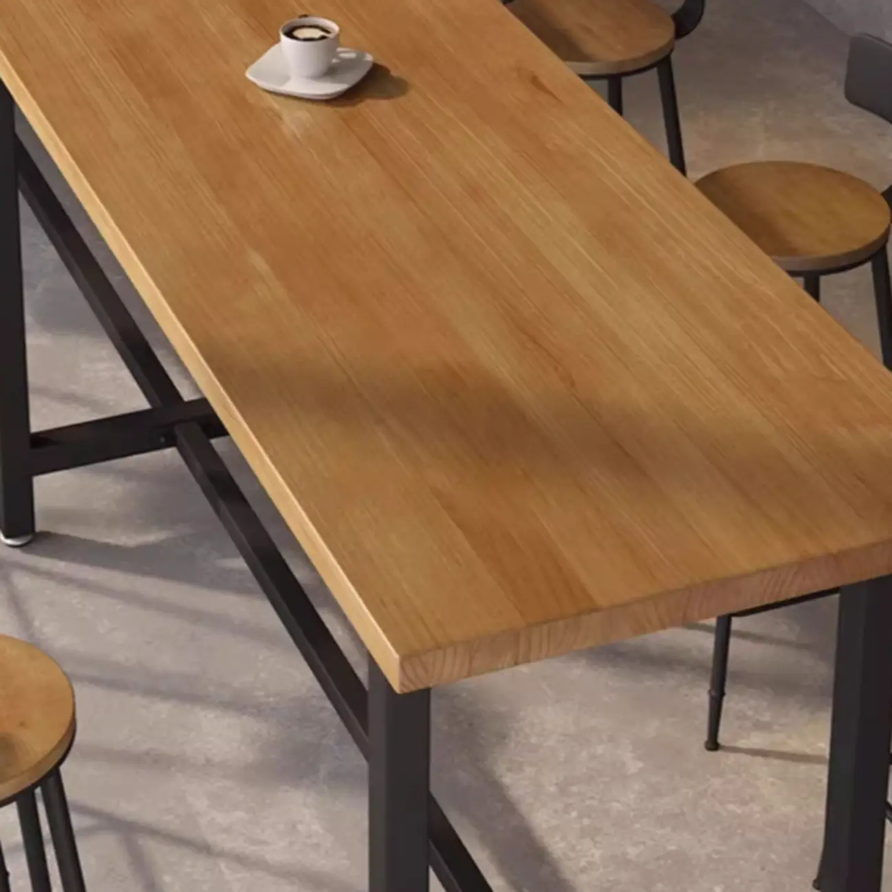 Footrest Black Metal 3-Pedestal Bar Table Image - 3 | homeyfad