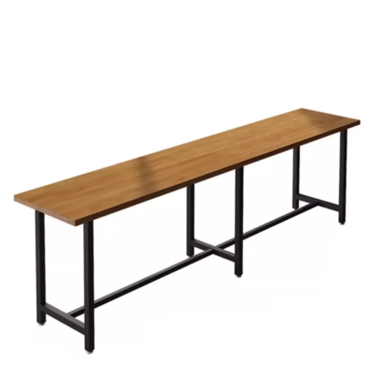 Footrest Black Metal 3-Pedestal Bar Table Image - 5 | homeyfad