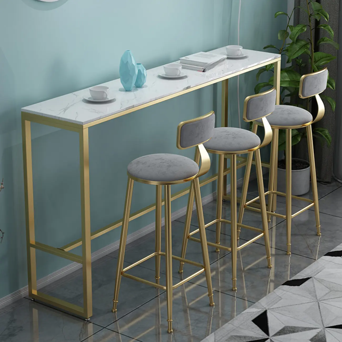 Glam White Marble Top Bar Tables Image - 1 | homeyfad