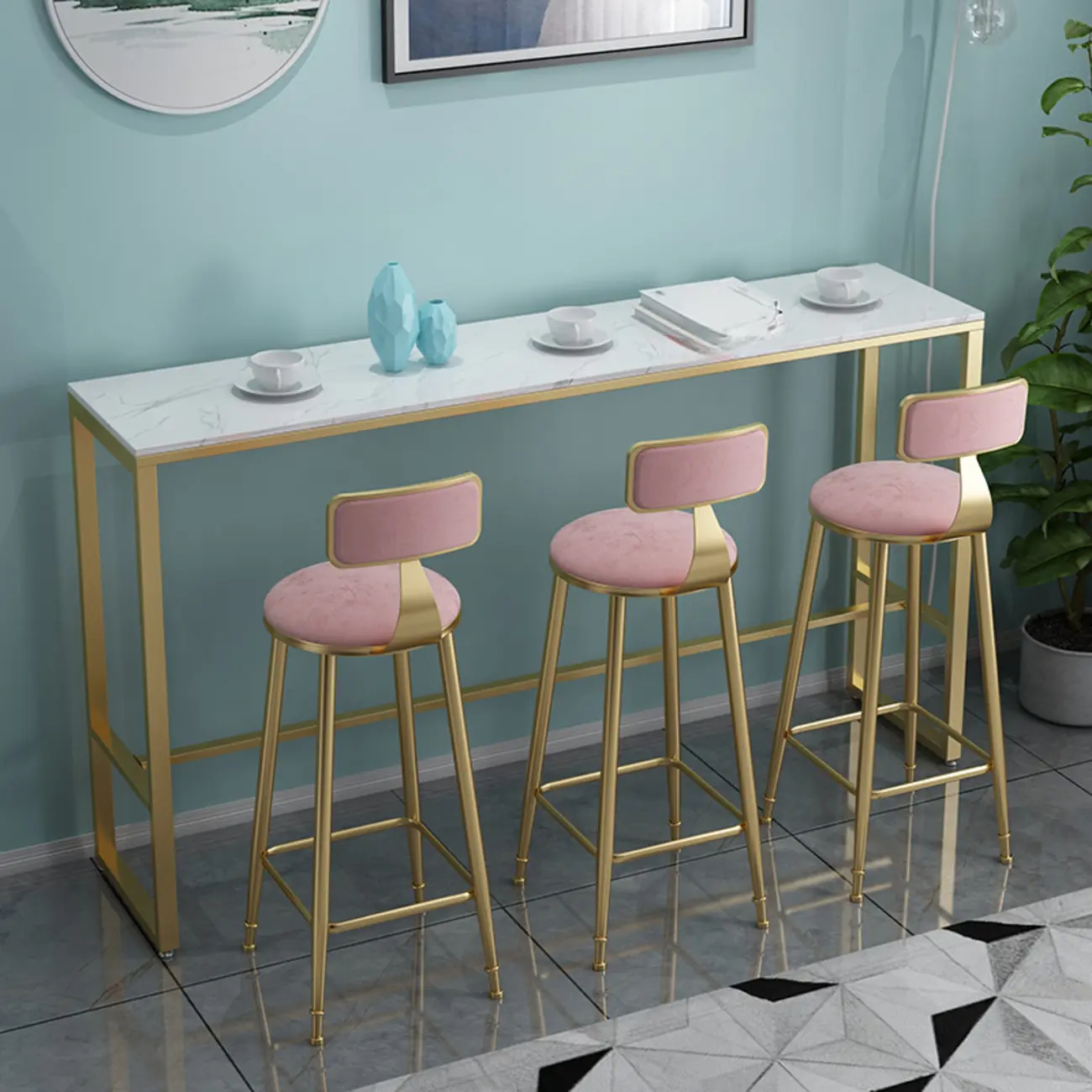 Glam White Marble Top Bar Tables Image - 2 | homeyfad