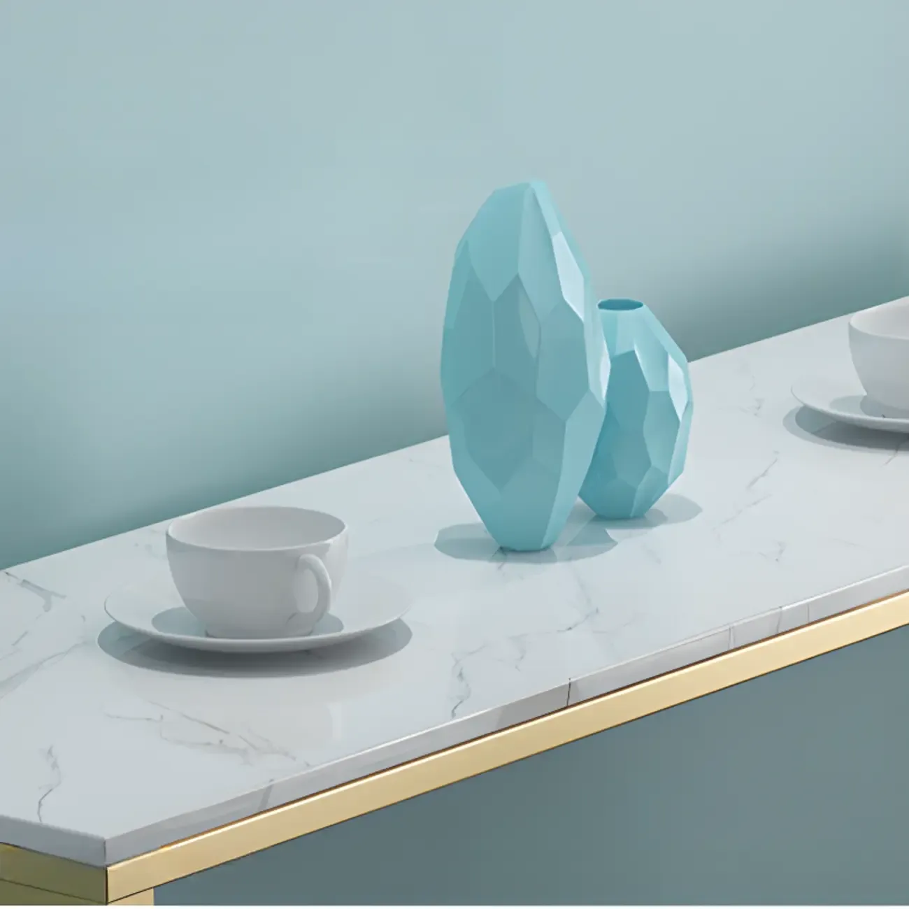 Glam White Marble Top Bar Tables Image - 4