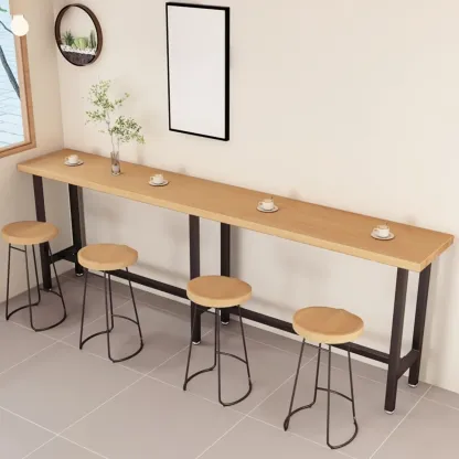 Footrest Natural Wooden Fixed Top Bar Tables Image - 1