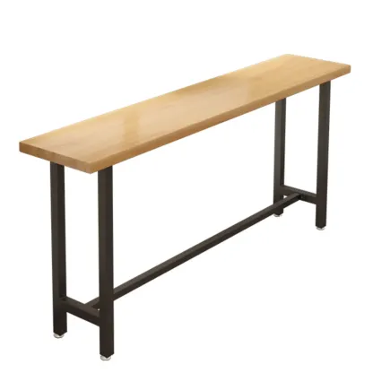 Footrest Natural Wooden Fixed Top Bar Tables Image - 2