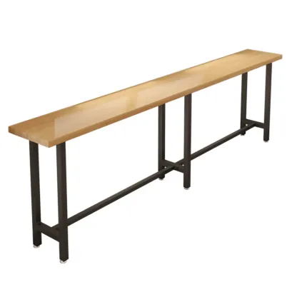 Footrest Natural Wooden Fixed Top Bar Tables Image - 3