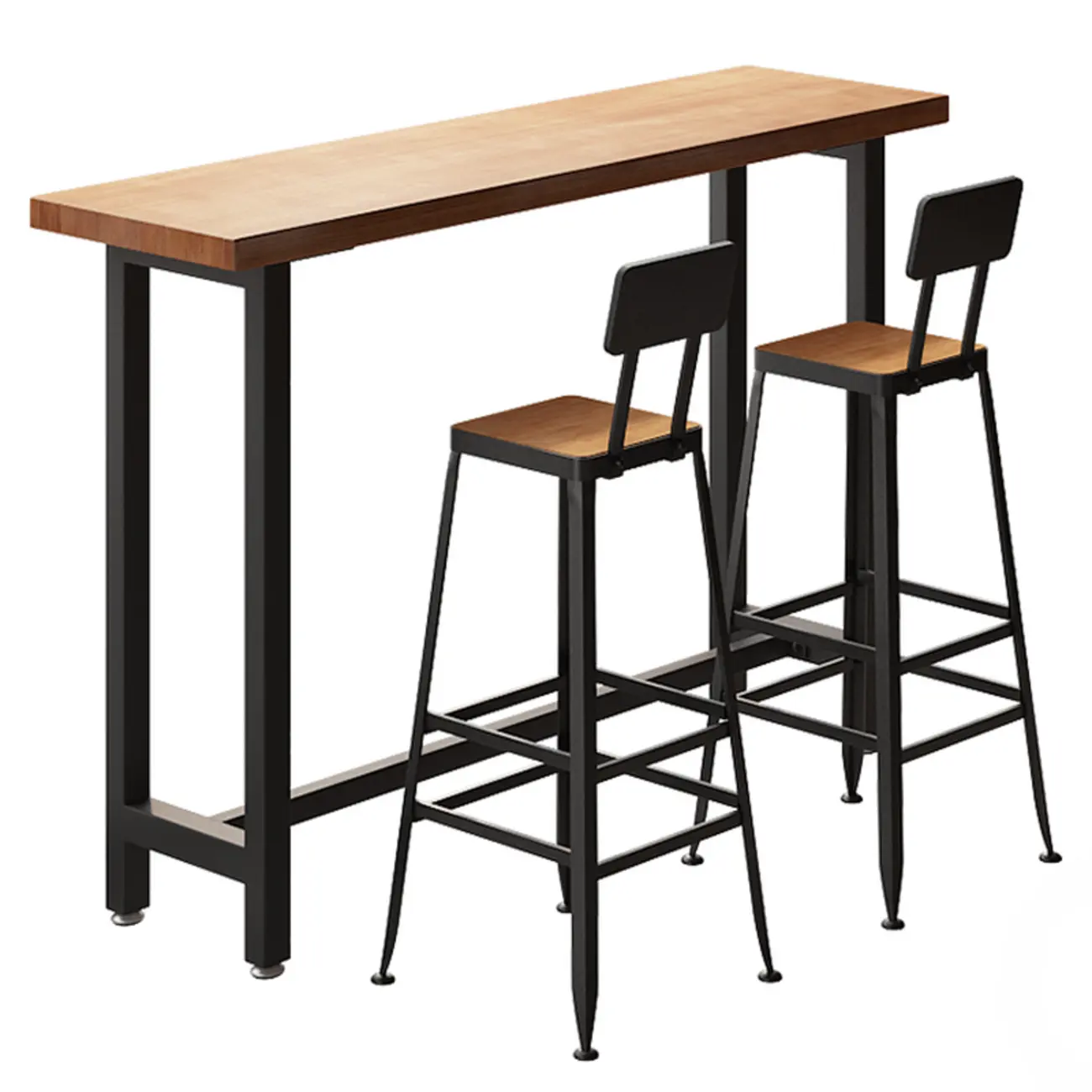 Footrest Natural Wooden Fixed Top Bar Tables Image - 7 | homeyfad