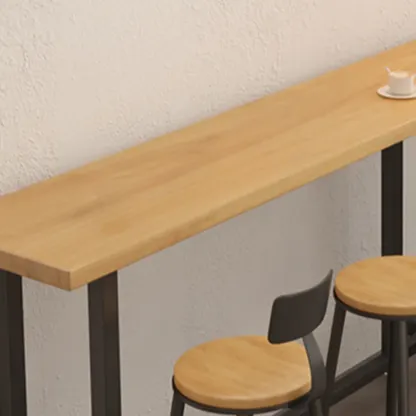 Footrest Natural Wooden Fixed Top Bar Tables Image - 9
