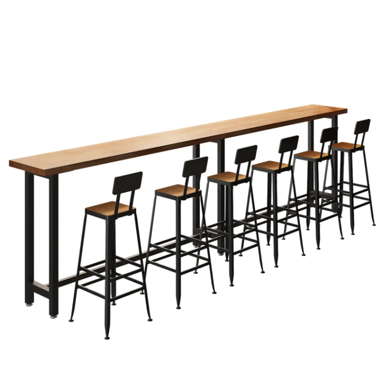 Footrest Natural Wooden Fixed Top Bar Tables Image - 14