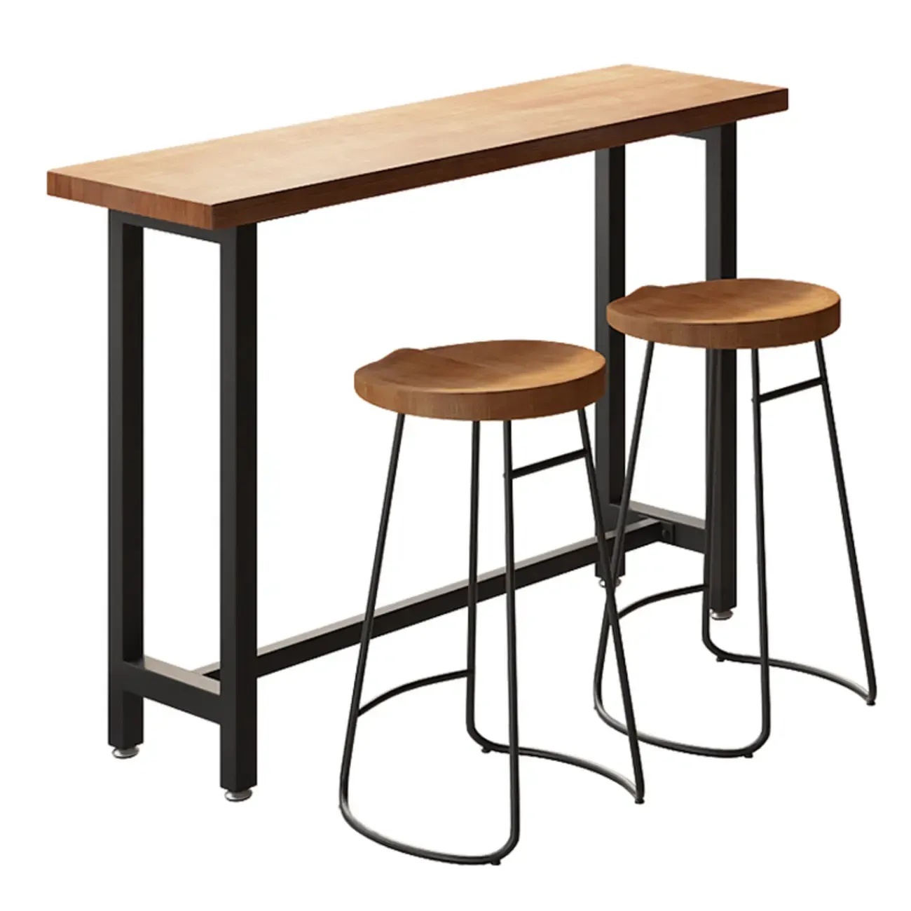 Footrest Natural Wooden Fixed Top Bar Tables Image - 15