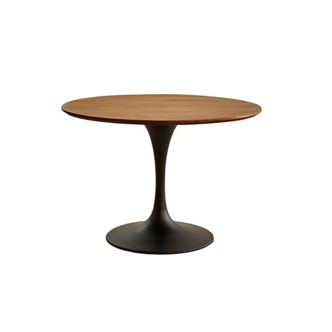 Casual Black Metal Wood Round Dining Table Image - 5