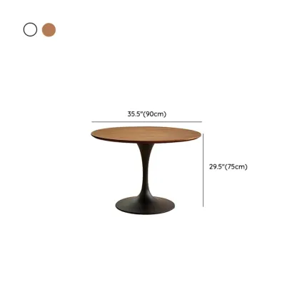 Casual Black Metal Wood Round Dining Table Image - 16