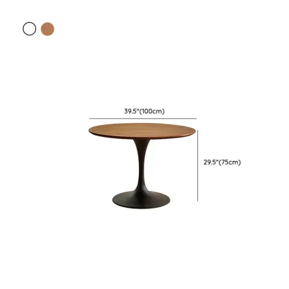 Casual Black Metal Wood Round Dining Table Image - 17