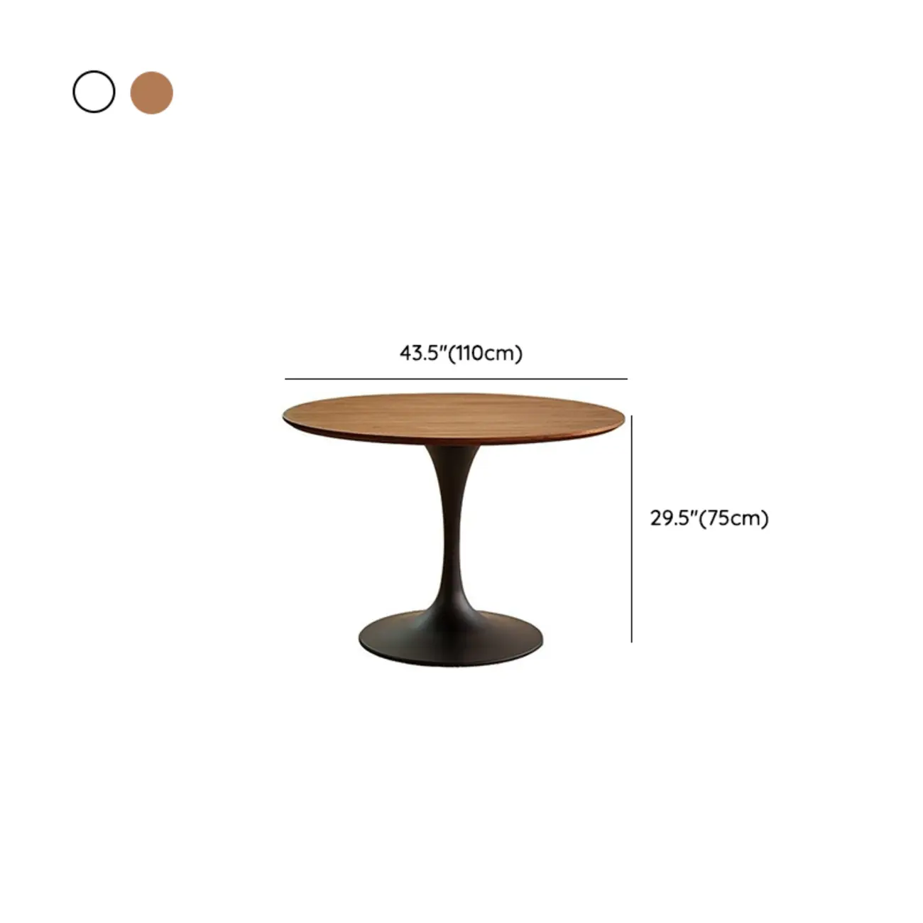 Casual Black Metal Wood Round Dining Table Image - 18 | homeyfad