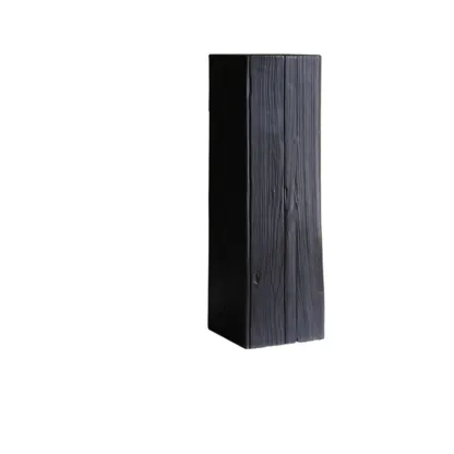 Modern Black Pine Wooden Square Stump End Table Image - 5