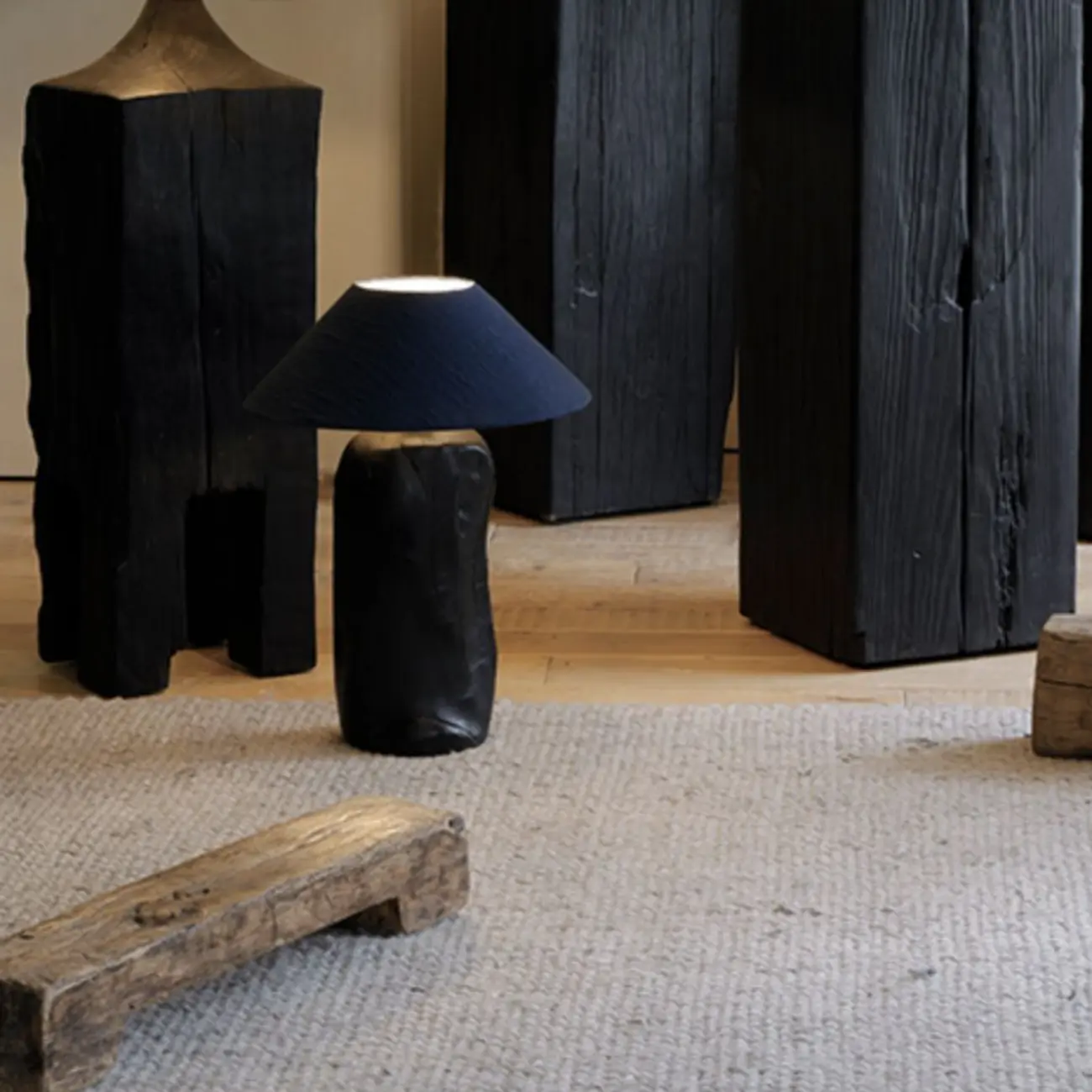 Modern Black Pine Wooden Square Stump End Table Image - 11 | homeyfad