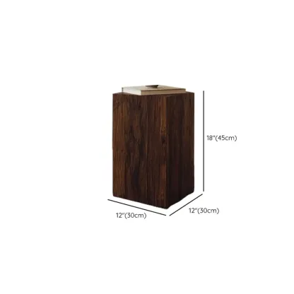 Pillar Rustic Pine Wood Square Accent Side Table Image - 12