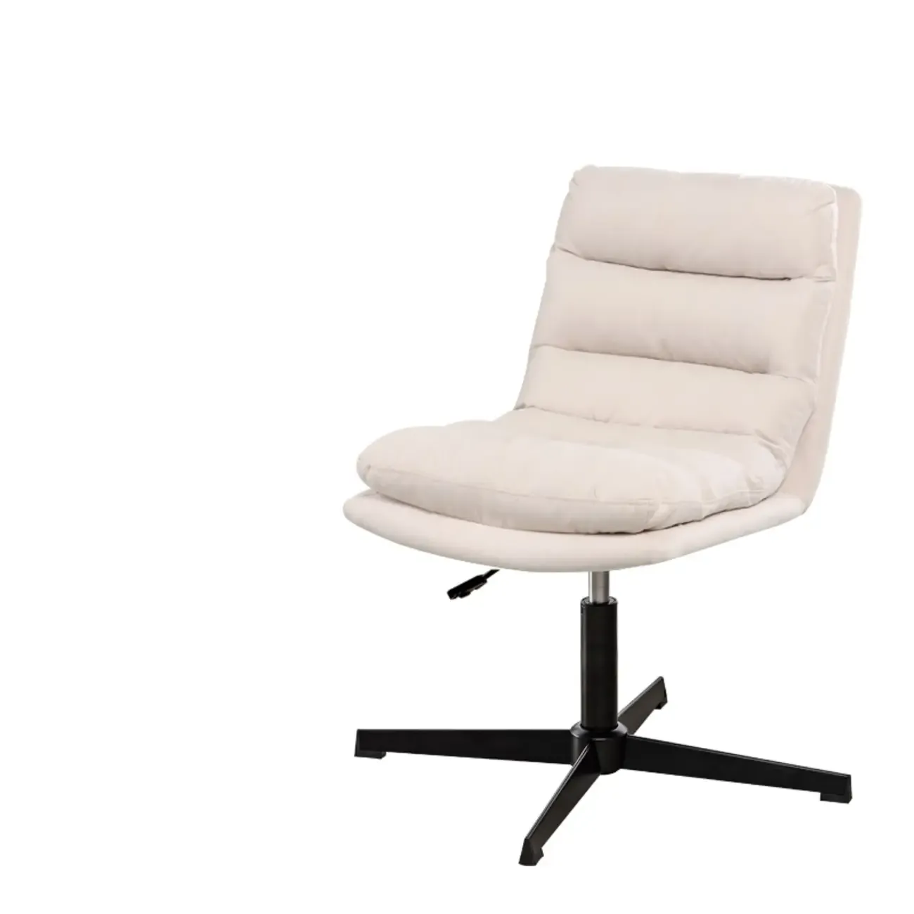 Casual Beige Leather Adjustable Office Chair Image - 4