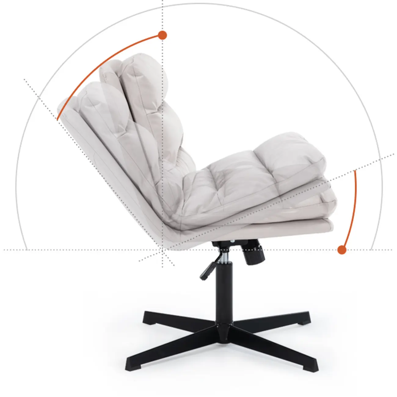 Casual Beige Leather Adjustable Office Chair Image - 8 | homeyfad