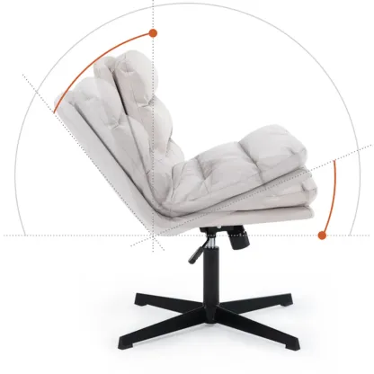 Casual Beige Leather Adjustable Office Chair Image - 8