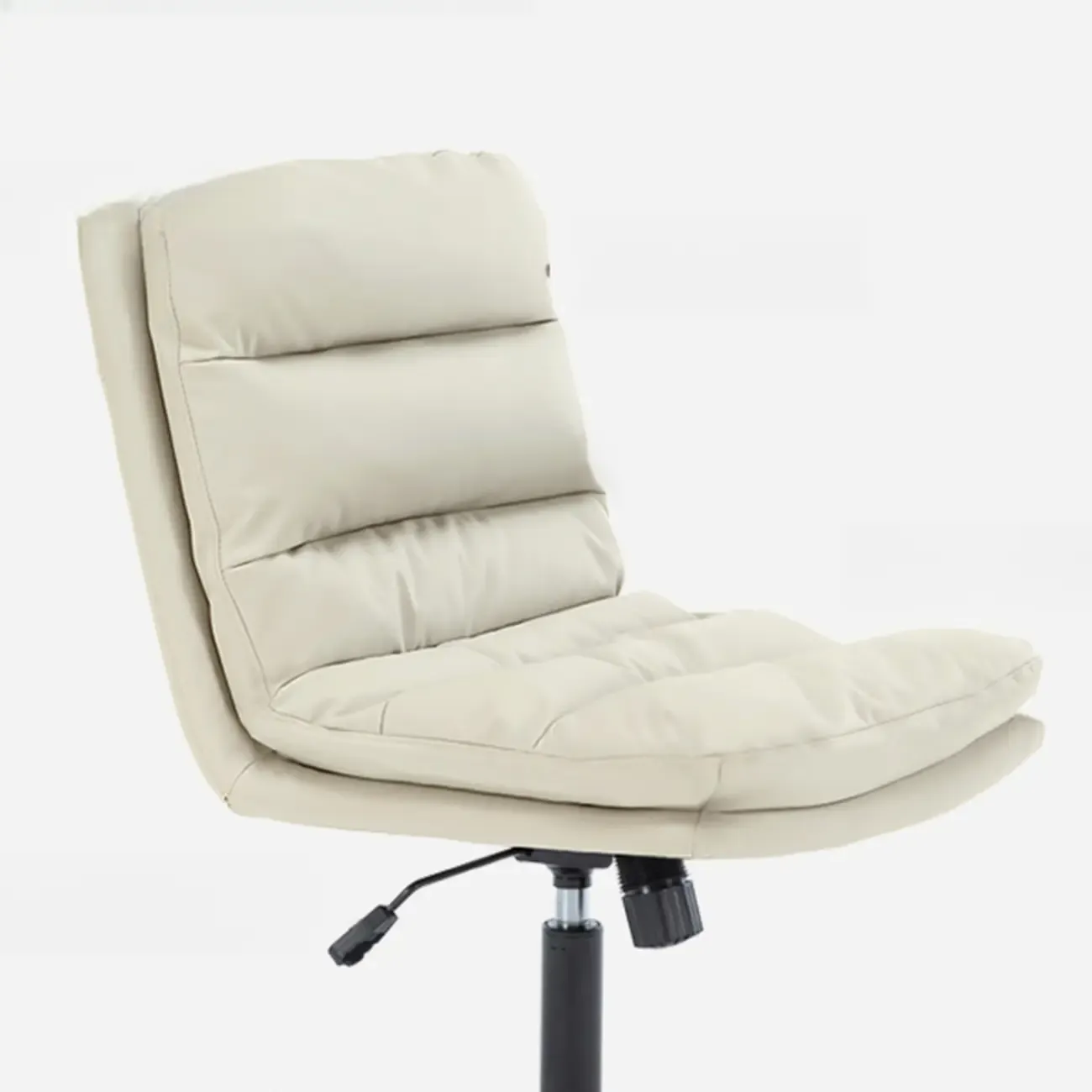 Casual Beige Leather Adjustable Office Chair Image - 3