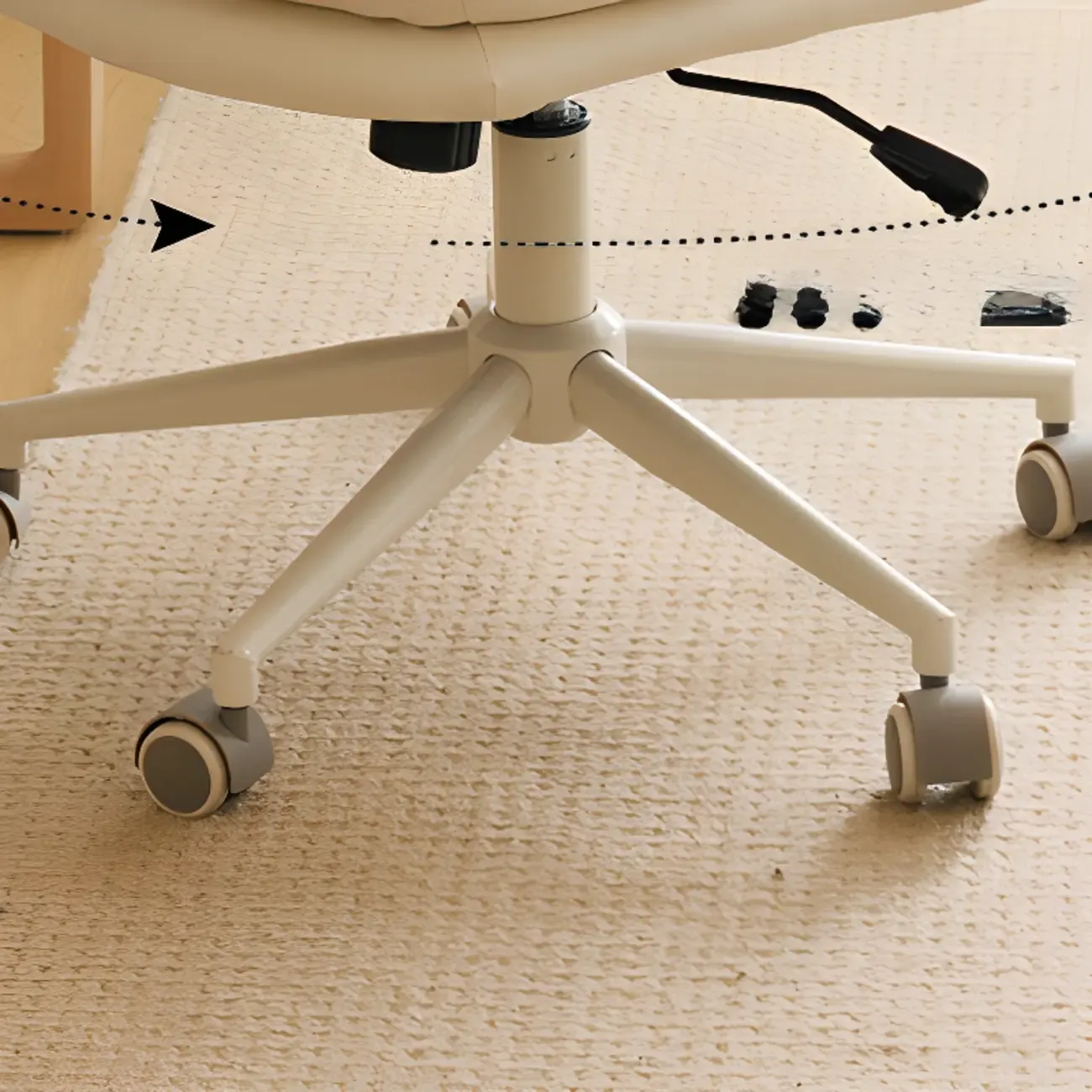 Casual Beige Leather Adjustable Office Chair Image - 17