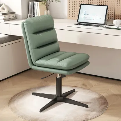 Casual Beige Leather Adjustable Office Chair Image - 27