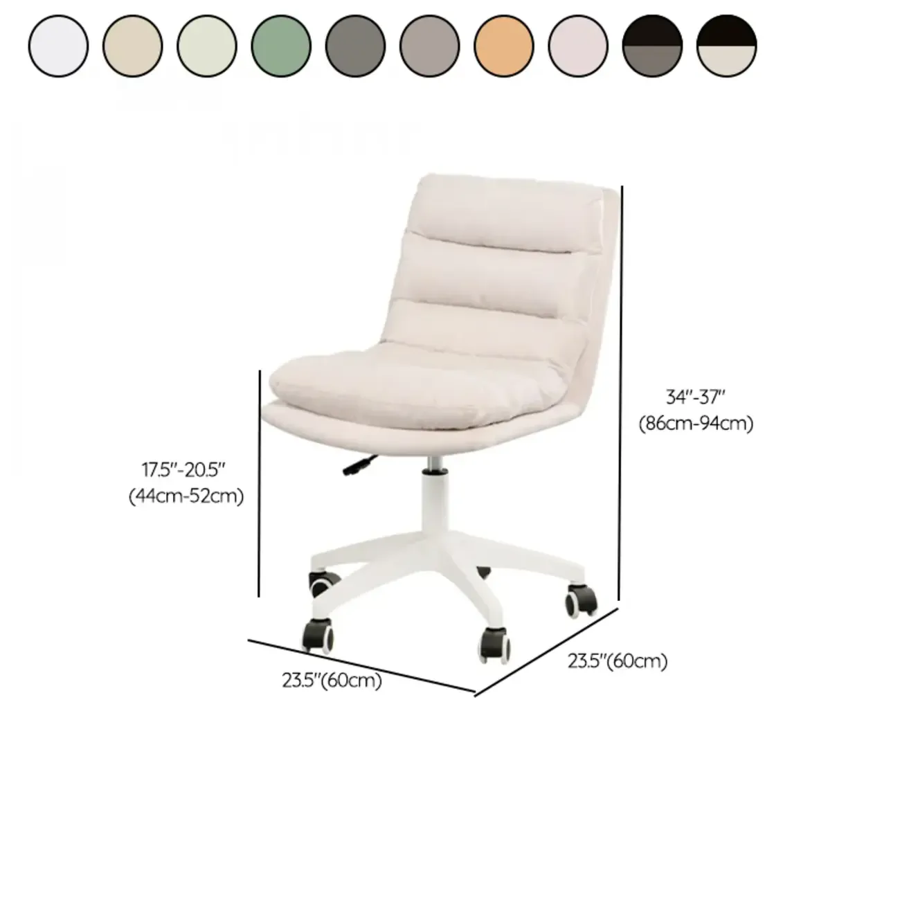 Casual Beige Leather Adjustable Office Chair #size