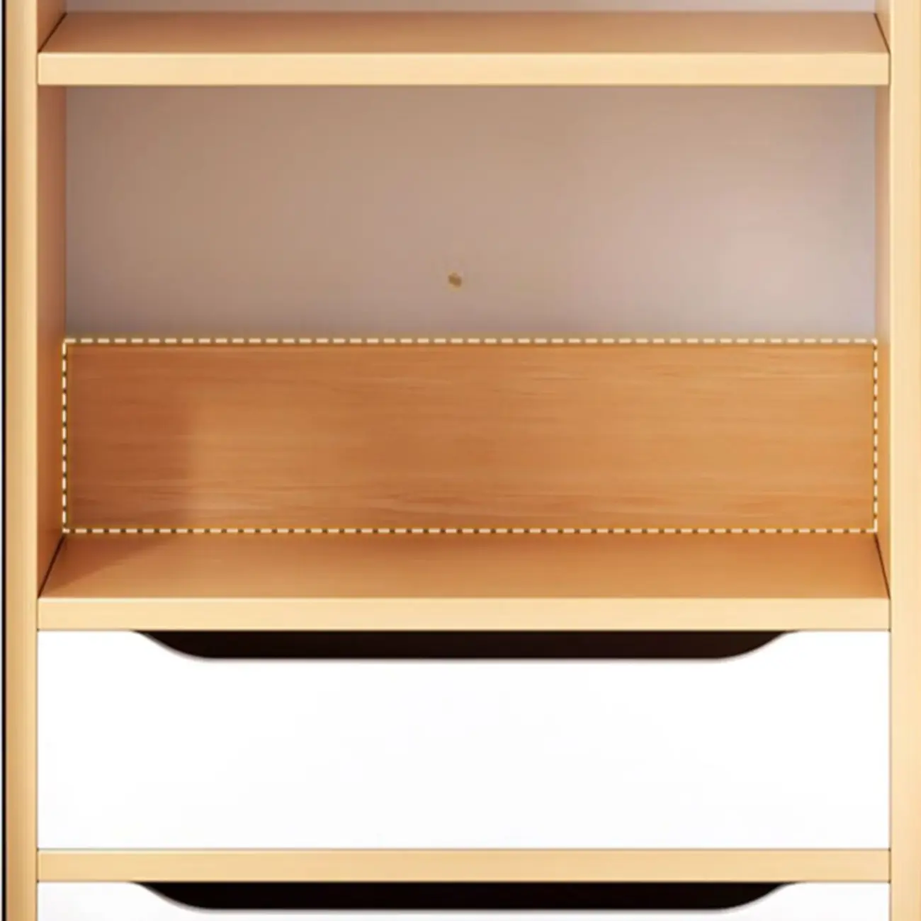 Tall Gray 4-Tier Open Back Wood Bookshelf with Drawer Image - 7 | homeyfad