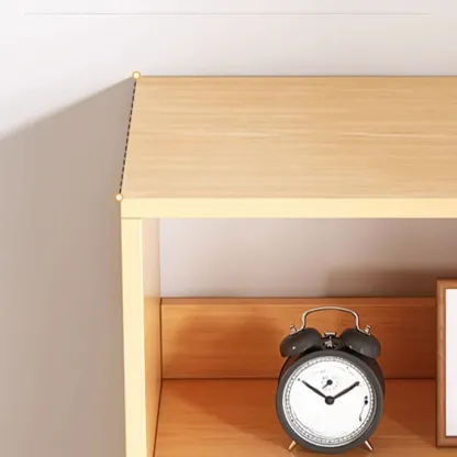 Tall Gray 4-Tier Open Back Wood Bookshelf with Drawer Image - 10