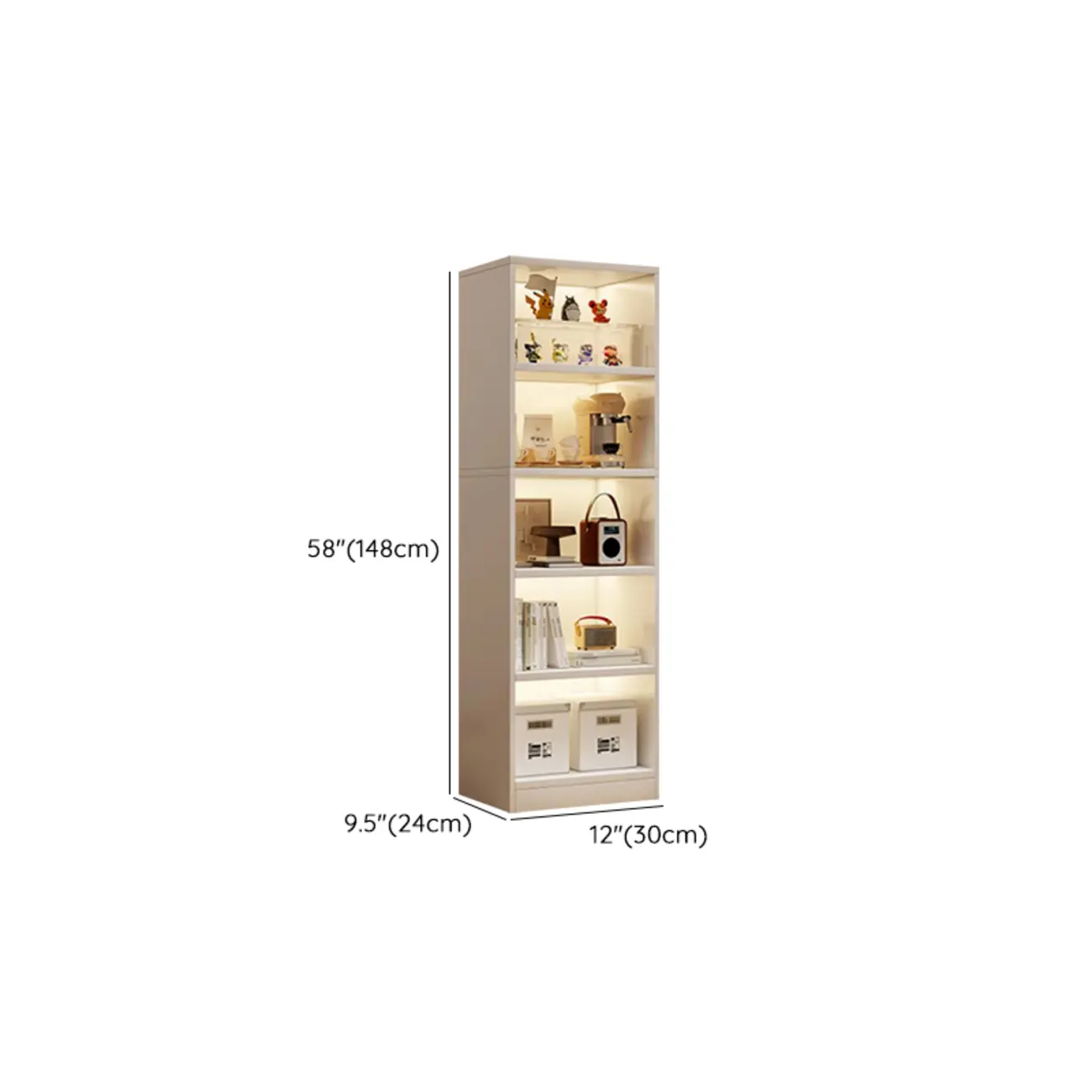 Tall Gray 4-Tier Open Back Wood Bookshelf with Drawer Image - 27 | homeyfad