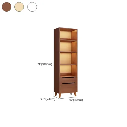 Tall Gray 4-Tier Open Back Wood Bookshelf with Drawer Image - 31