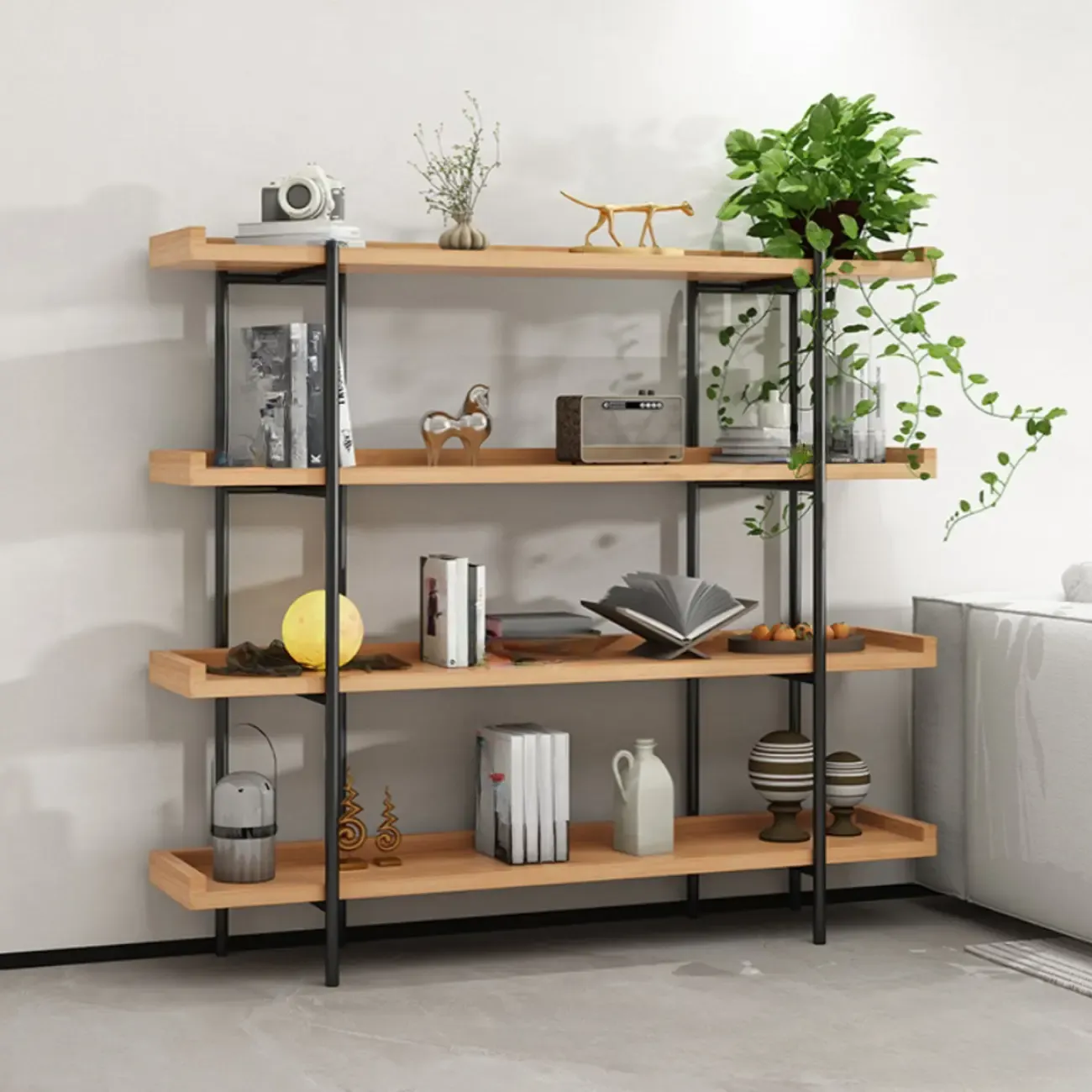 Etagere 5-Tier Modern Wood Open Bookcase Image - 2