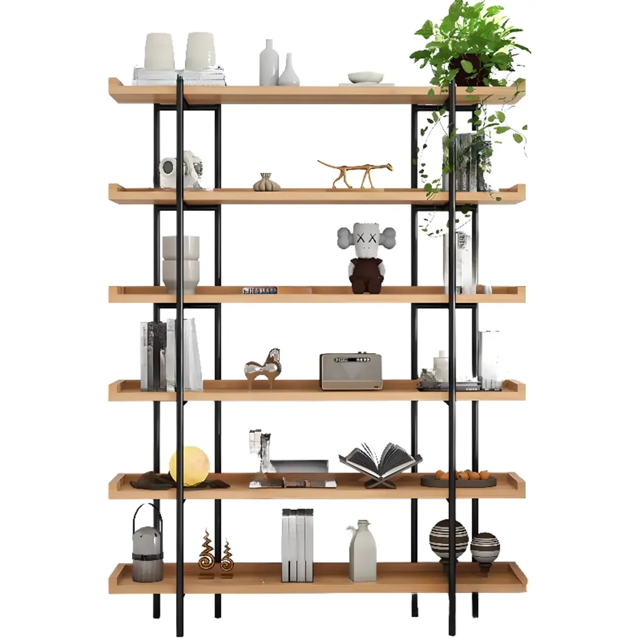 Etagere 5-Tier Modern Wood Open Bookcase Image - 5