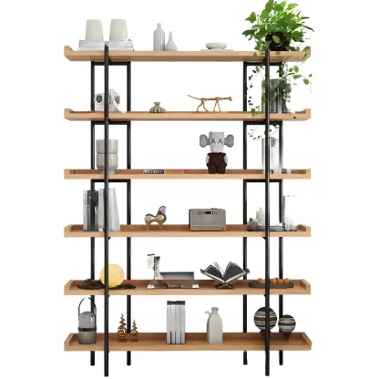 Etagere 5-Tier Modern Wood Open Bookcase Image - 5