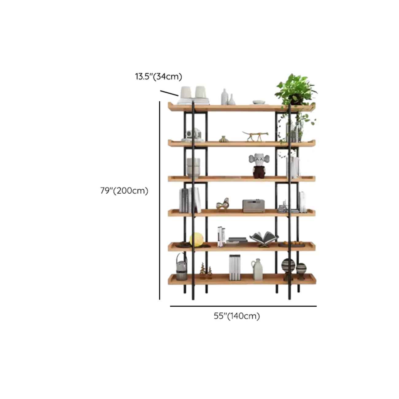 Etagere 5-Tier Modern Wood Open Bookcase Image - 16 | homeyfad
