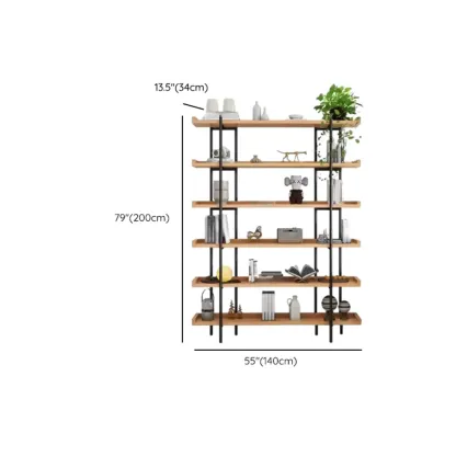 Etagere 5-Tier Modern Wood Open Bookcase Image - 16