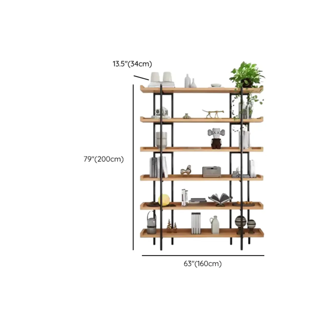 Etagere 5-Tier Modern Wood Open Bookcase Image - 18
