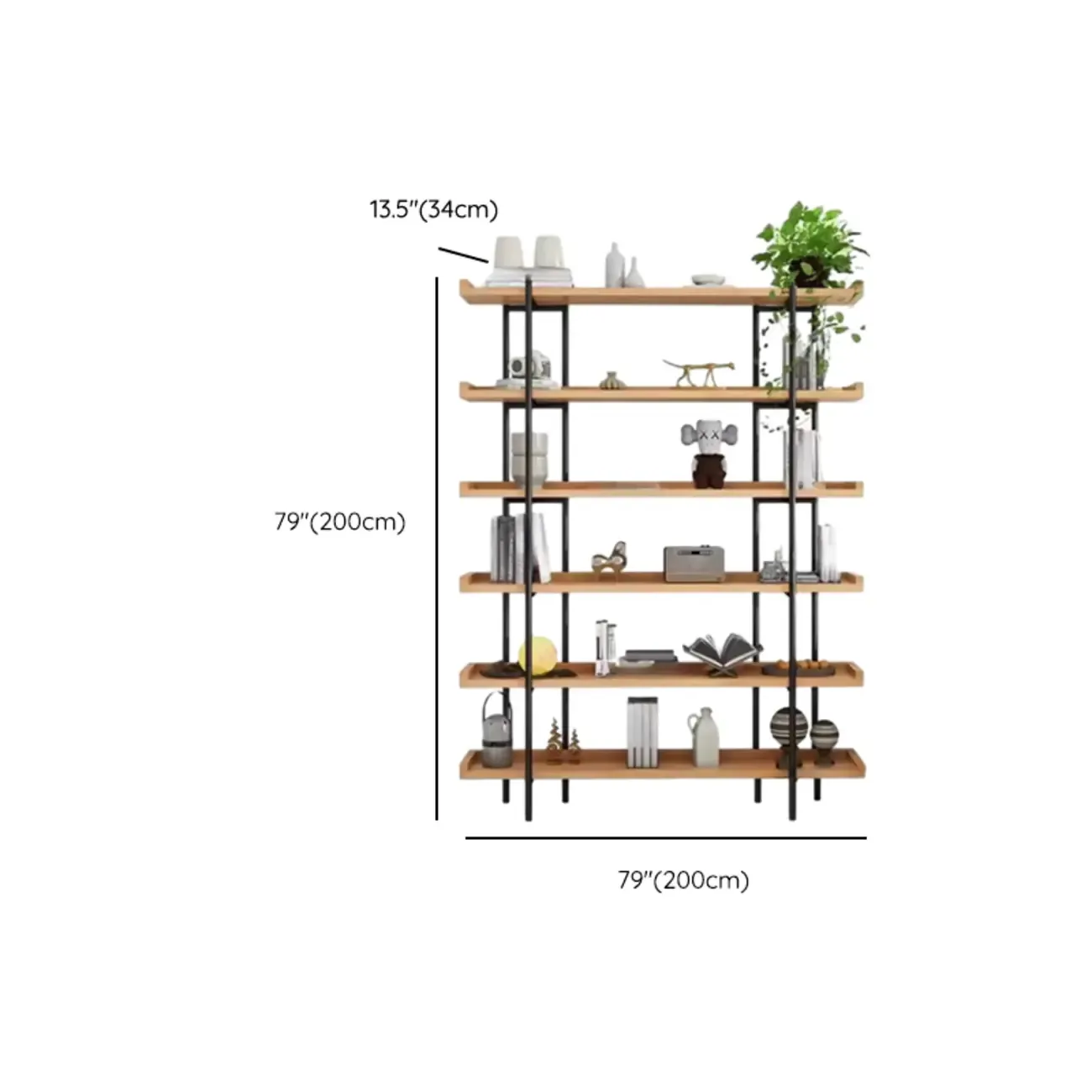 Etagere 5-Tier Modern Wood Open Bookcase Image - 20