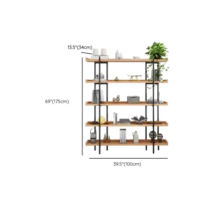 Etagere 5-Tier Modern Wood Open Bookcase Image - 24