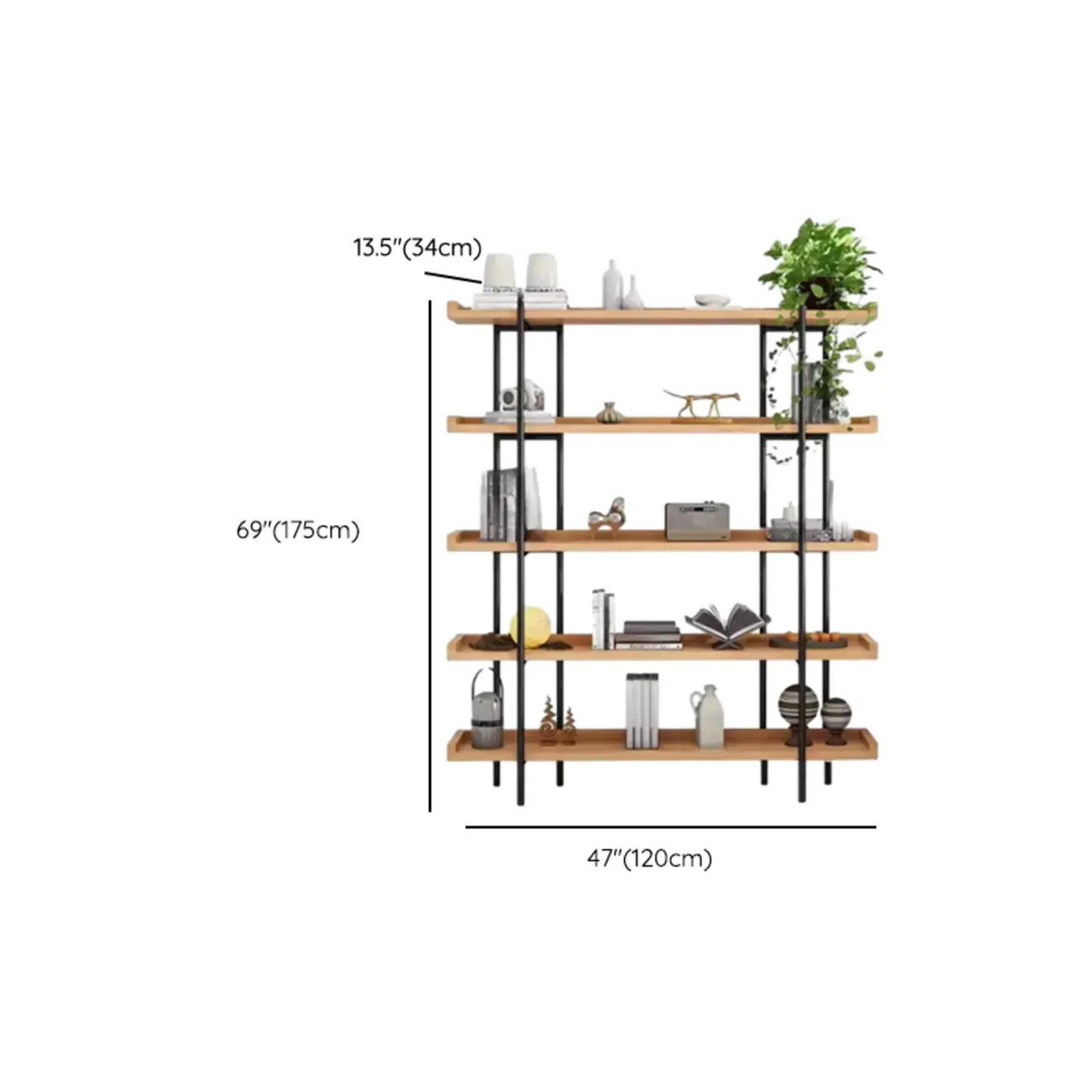Etagere 5-Tier Modern Wood Open Bookcase Image - 25 | homeyfad