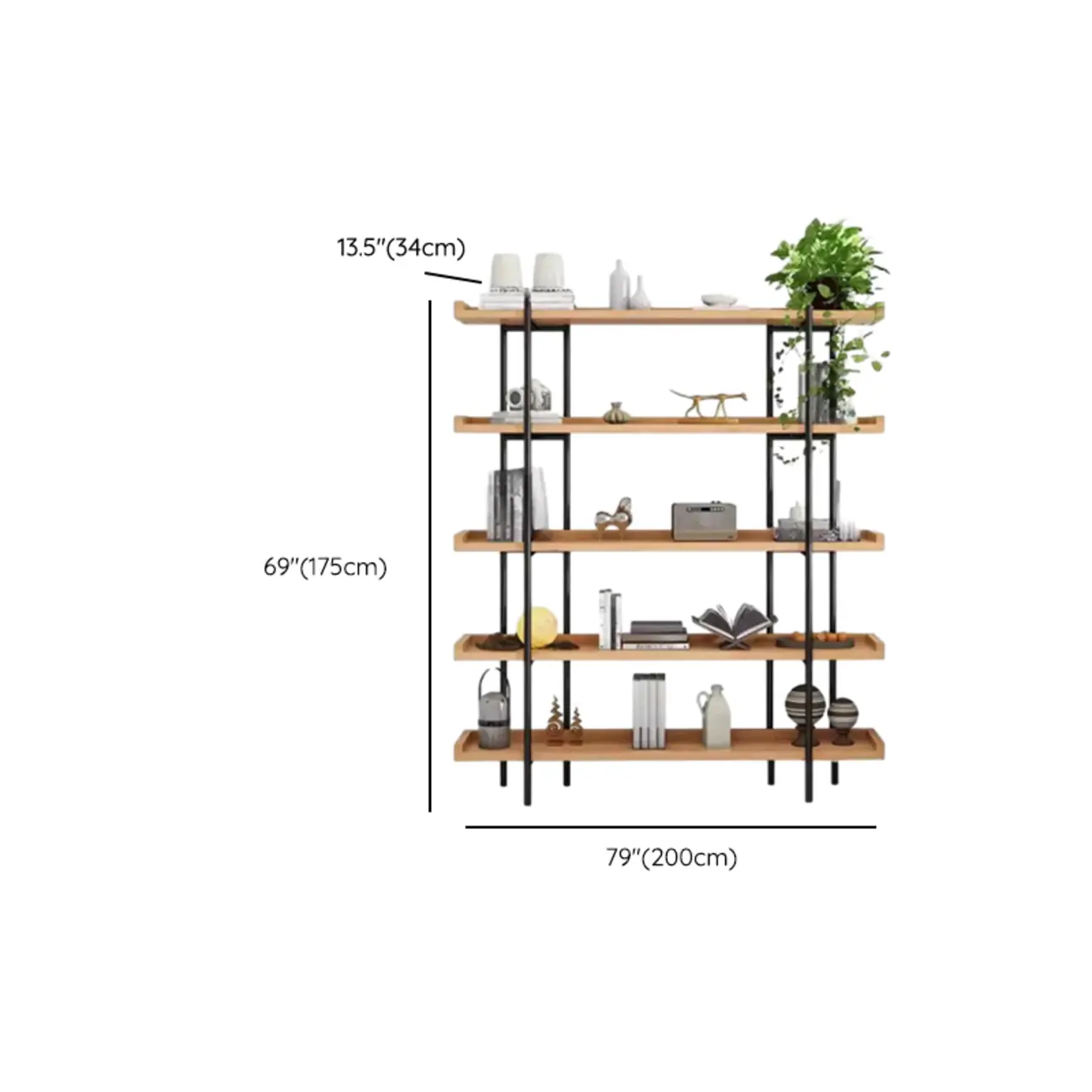 Etagere 5-Tier Modern Wood Open Bookcase Image - 37 | homeyfad