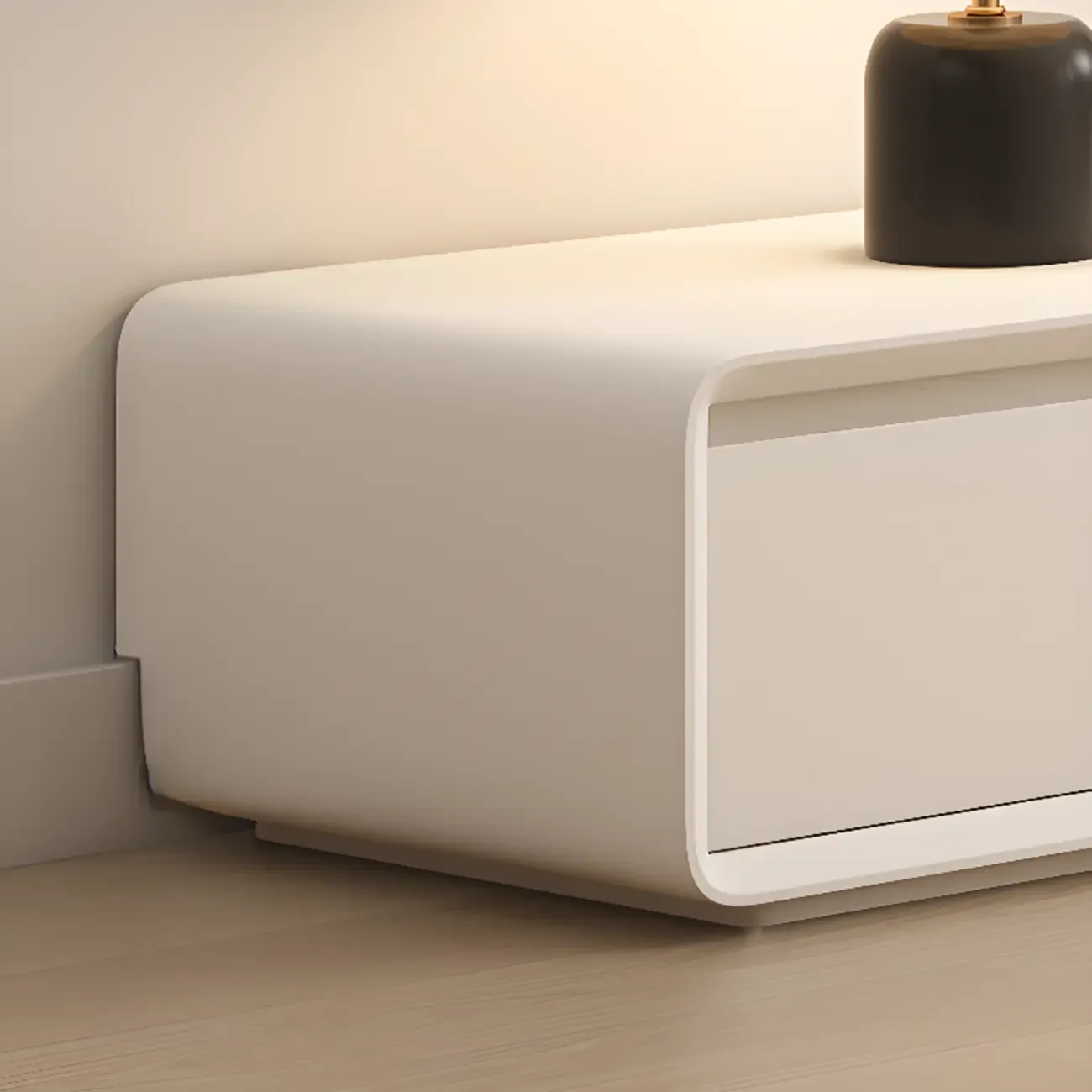 Ventilated 2 Drawers Wood Rectangular White TV Stand Image - 5