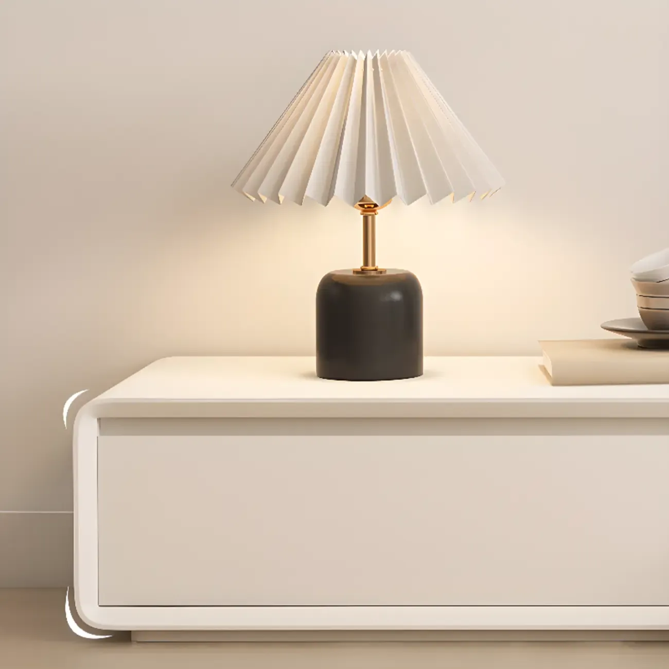 Ventilated 2 Drawers Wood Rectangular White TV Stand Image - 6