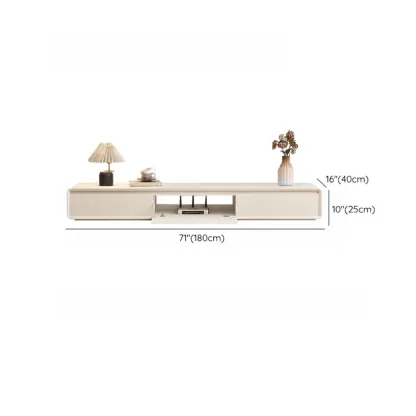 Ventilated 2 Drawers Wood Rectangular White TV Stand Image - 25