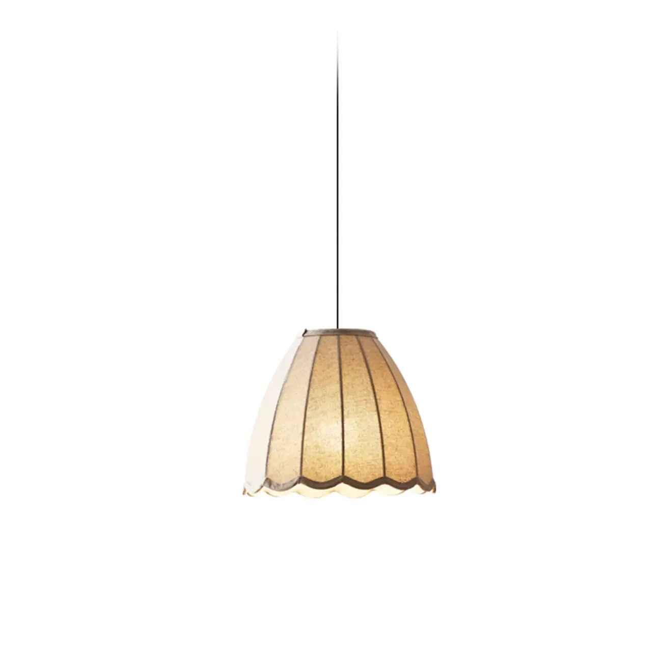 Modern Beige Fabric Pendant Light Hanging Fixture Cone Shape Image - 3