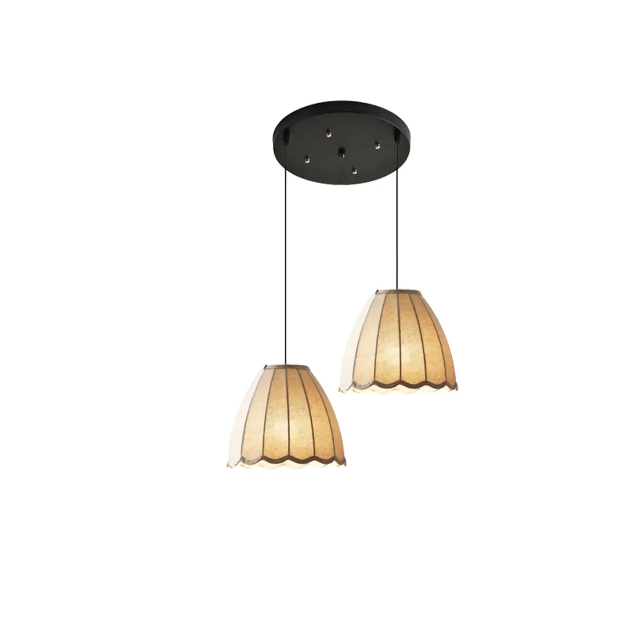 Modern Beige Fabric Pendant Light Hanging Fixture Cone Shape Image - 4