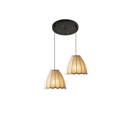 Modern Beige Fabric Pendant Light Hanging Fixture Cone Shape Image - 4