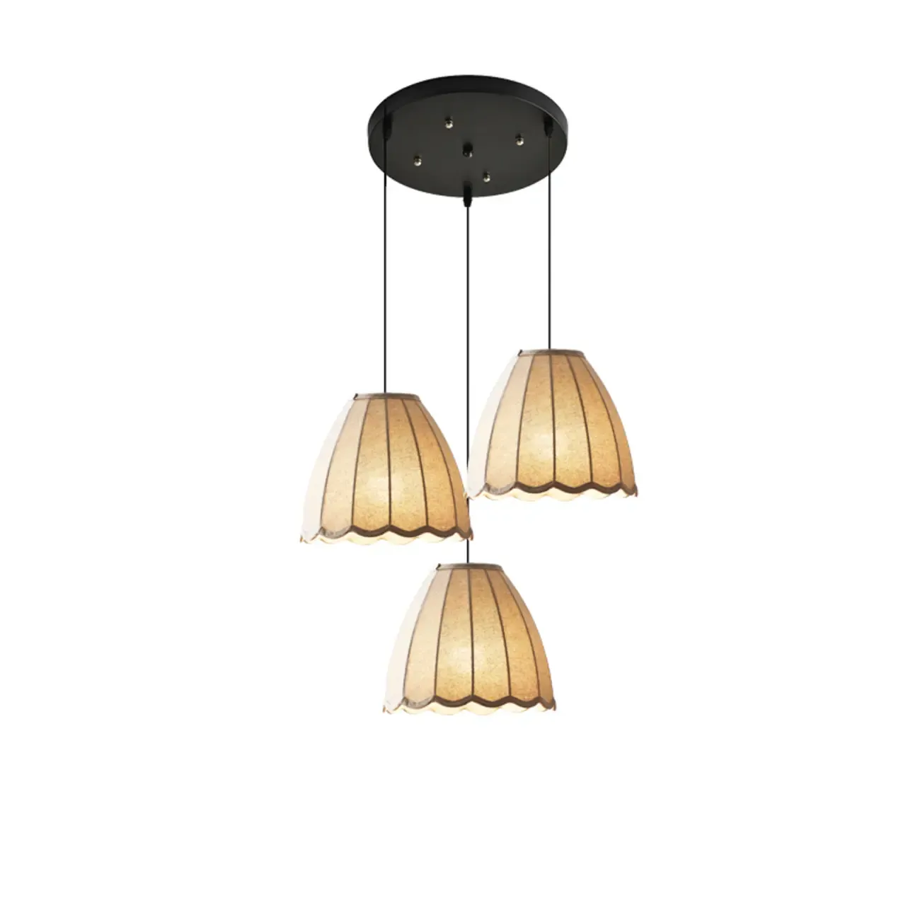 Modern Beige Fabric Pendant Light Hanging Fixture Cone Shape Image - 6