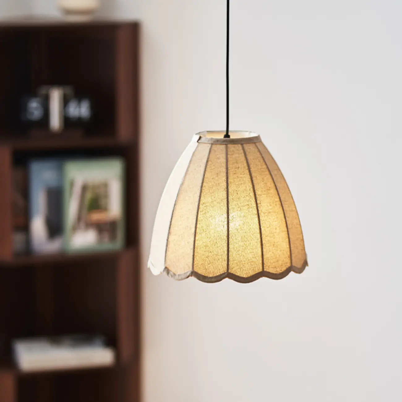 Modern Beige Fabric Pendant Light Hanging Fixture Cone Shape Image - 2 | homeyfad