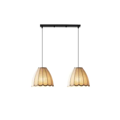Modern Beige Fabric Pendant Light Hanging Fixture Cone Shape Image - 7